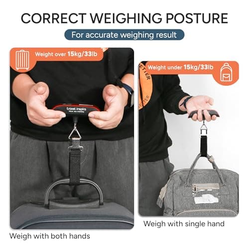 travel inspira Luggage Scale, Portable Digital Hanging Baggage Scale for Travel, Suitcase Weight Scale with Rubber Paint, 110 Pounds, Battery Included RED — view 4
