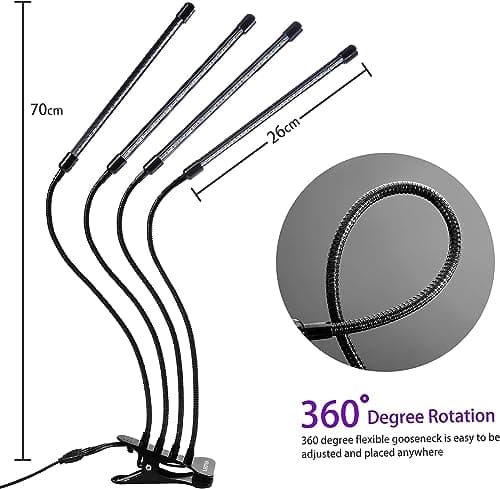 Grow Light for Indoor Plants - Upgraded Version 80 LED Lamps with Full Spectrum & Red Blue Spectrum, 3/9/12H Timer, 10 Dimmable Level, Adjustable Gooseneck,3 Switch Modes — view 7