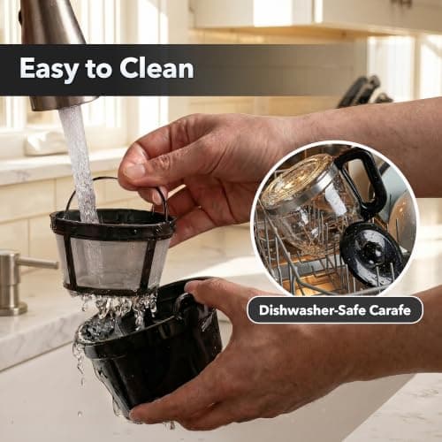 OVENTE 12-Cup Drip Coffee Maker with Easy On/Off Switch, Black CM412B — view 3