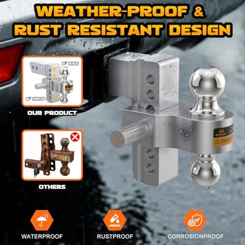 Mmtowus Adjustable Trailer Hitch -Drop Hitch Fit 2.5" Receiver-6" Drop/Rise — view 4