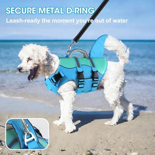Dogcheer Dog Life Jacket Shark, Neoprene Harness Dog Life Vest with Lift Handle, Reflective Adjustable Pet Swim Float Vest for Small Medium Large Dogs - Blue, S — view 5