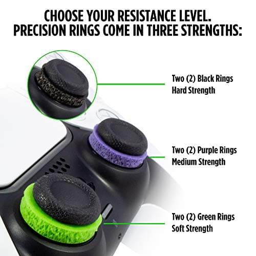 KontrolFreek Precision Rings | Aim Assist Motion Control for PlayStation 4 (PS4), PS5, Xbox One, XBX, Switch Pro & Scuf Controller (Black/Purple/Green) — view 2