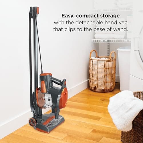 Shark Rocket Ultra-Light | Corded Stick Vacuum Cleaner for Carpet, Rugs & Hard Floors | Lightweight Hand Vacuum for Pet Hair & Upholstery | Swivel Steering | 2 Attachments | Gray/Orange | HV301 — view 3