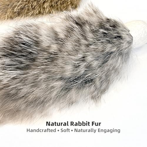 ZAYLUMO 2 Pack Natural Rabbit Fur Cat Toy Refills – Silent Interactive Cat Toys for Indoor Cats, Handmade Replacement Heads with Secure Connector for Cat Wand Toys — view 2