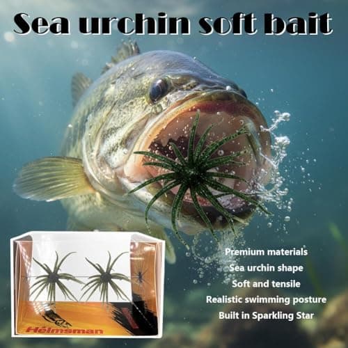 2PCS Sea Urchin Fishing Bait, Soft Plastic Bass Fishing Lure, Lure Bait for Black Pits,Soft Sea Urchin Baits,Soft Artificial Creature Bait Lures for Bass, Freshwater & Saltwater (A) — view 6