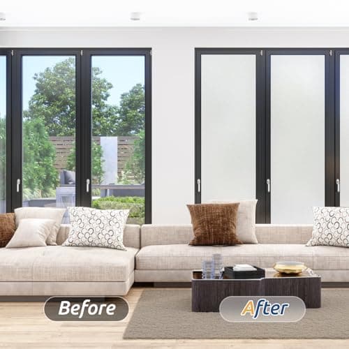 rabbitgoo Window Films for Privacy, Static Cling Frosted Glass Sticker, Non-Adhesive Privacy Film Sun Blocking Window Covering Frosting Vinyl Bathroom Sliding Glass Door, 44.5 x 200cm, Pure Frosted — view 8