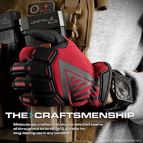 Glove Station - Impulse Guard Tactical Gloves for Men - Touch Screen Gloves Working Gloves Ideal for Sports & Outdoors, Motorcycle and Hunting - Red, Small — view 2