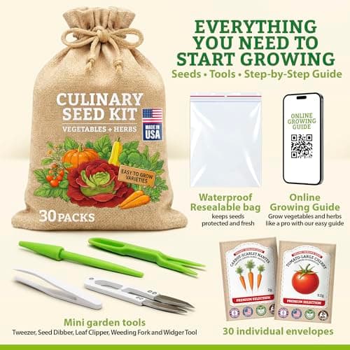 Vegetable/Herb Seeds Variety Pack - 30 Heirloom Seed Gift Kit - Made in USA — view 2