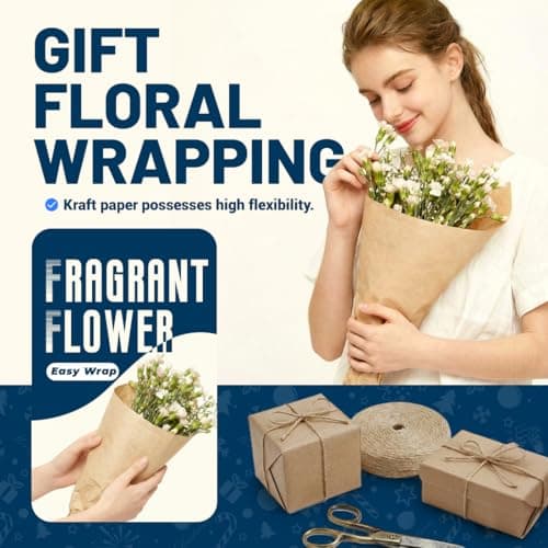 SMART&CASUAL Brown Kraft Paper Roll 36" x 2,160" (180') for Gift Wrapping Bouquet Flower Art Painting Craft Writing Packaging Shipping 70GSM 50LB (Brown, 36" x 180') — view 5