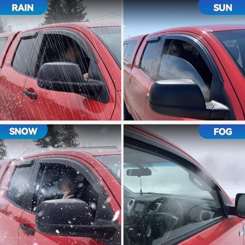 YQAUTEC Window Visors Rain Guards for 2015-2026 Ford F150 SuperCrew & 2017-2026 F-150 Raptor F250 F350 F450 F550 Super Duty Crew Cab, Out-Channel Window Vent Deflectors Visors Shades Protectors — view 5