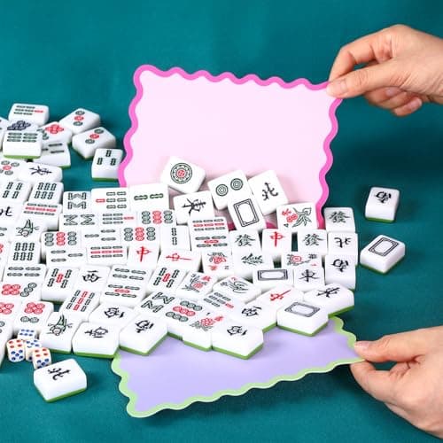 Soulchen 4 Pcs 2026 Mahjong Shuffler Cards Thick PVC Tile Mixers with Wavy Scalloped Edges Fun Game Accessories for Mixing Tiles Funny Mahjong Gifts for Lovers Playing Game(Colorful Rimmed)