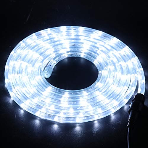 XUNATA 6.6ft 2-Wire Waterproof LED Rope Light Kit,110V-120V PVC 30 LED/M Tube Lights Strip for Background, Outdoor, Christmas, Home Decoration(White)