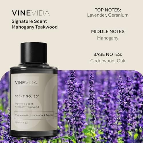 VINEVIDA [4oz] Mahogany Teakwood Fragrance Oil for Candle Making and Soap Making - Premium Candle Scents for Soy Candles