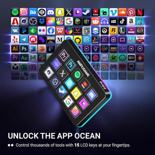 FIFINE AmpliGame Stream Controller with 15 Macro Keys, Streaming Keyboard with Trigger Actions in OBS/Twitch/YouTube/Streamlabs, Shortcut Buttons Keypad Works with Mac and PC-D6 — view 2