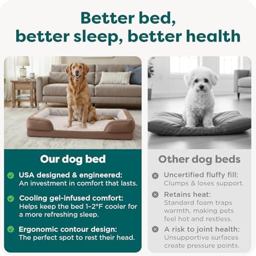 Furhaven Cooling Gel Dog Bed for Large Dogs w/Removable Bolsters & Washable Cover, for Dogs Up to 95 lbs - Plush & Velvet Waves Perfect Comfort Sofa - Brownstone, Jumbo/XL — view 6