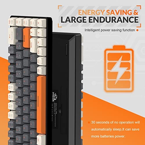 MAGIC-REFINER RK68 60% Wireless Mechanical Keyboard, Bluetooth 5.0/2.4GHz with Dual Mode 2-in-1 Receiver, Compact 68-Key Hot Swappable Gaming Keyboard, Linear Red Switch for PC Mac Xbox Smartphone — view 5