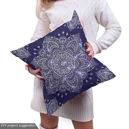 Ambesonne Ethnic Fabric by The Yard, Floral Ornament Round Mandala Paisley Inspired Retro Style, Decorative Fabric for Upholstery and Home Accents, 3 Yards, Blue Indigo — view 4