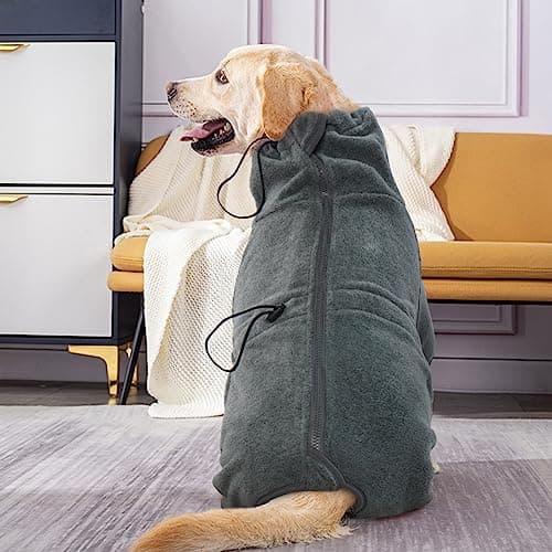 ROZKITCH XL Dog Pajamas, Pet Windproof Warm Cold Weather Jacket Vest Cozy Jumpsuit Apparel Outfit Clothes for Small Medium Large Dog Walking Hiking Sleep Grey XL — view 6