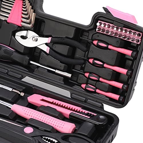 39 Pcs Household Tool Kit Pink Portable Hand Toolbox Hammer Screwdriver Wrench Repair Maintenance Tool Set for Girl — view 8