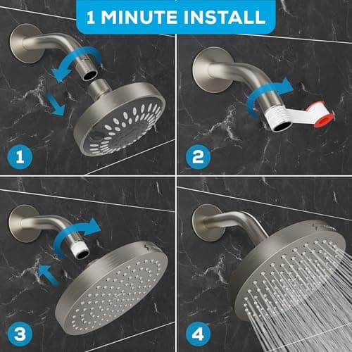 SparkPod Rain Shower Head, 6 Inch Round, Elegant Brushed Nickel Finish — view 2