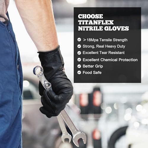 TitanFlex Disposable Nitrile Exam Gloves - 6-mil, Black, Small 100-ct Box, Heavy Duty, Latex Free, Food Safe for Cooking & Food Prep — view 5