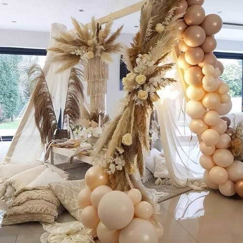 PartyWoo Nude Balloons 100pcs 5 Inch Apricot Boho Fall Neutral Latex Helium Balloons for Graduation Wedding Anniversary Birthday Boy Baby Shower Woodland Boho Theme Party Decorations Brown-F05 — view 7