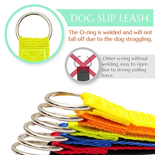 Slip Lead Dog Leash, 6 pcs Short Pet Leashes Slip Leads for Dogs Cats Grooming Shelter Rescues Walking Training,etc., 6 FT Strong Pulling Dog Leash with O-Ring — view 2