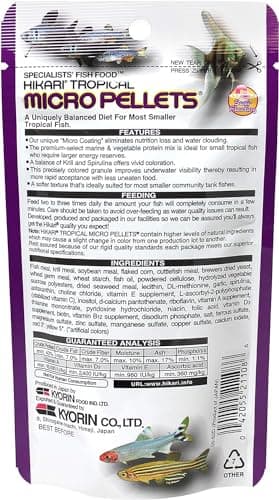 Hikari Tropical Semi-Floating Micro Pellets Fish Food, 0.77 Oz (22g) | Pack of 2