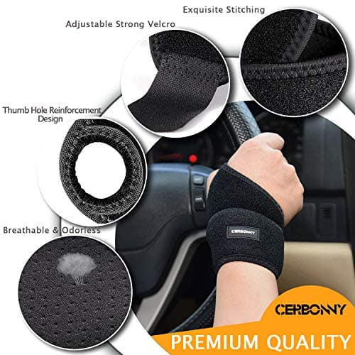 CERBONNY Carpal Tunnel Wrist Brace,2Pack Wrist Support Brace Adjustable Wrist Strap Reversible Wrist Brace for Sports Protecting/Tendonitis Pain Relief/Carpal Tunnel/Arthritis-Right&Left — view 2