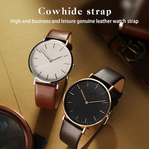 Aoeiwv Genuine Leather Watch Band Quick Release Classical Elegant Soft Leather Strap 12mm 14mm 16mm 18mm 20mm 22mm 24mm Replacement Strap for Men Women Ladies — view 3