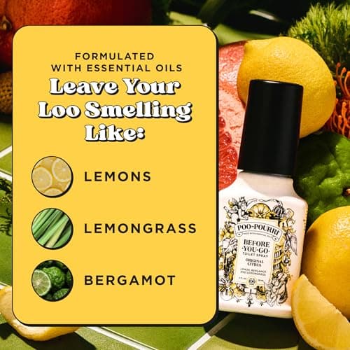 Poo-Pourri Before-You-Go Toilet Spray, Original Citrus, 2 Fl Oz, Up to 100 Uses, Bathroom Odor Deodorizer with Essential Oils for Home or Work, Travel Essentials, TSA Approved Size, Lemon Bergamot — view 5