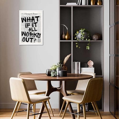 Drimiler Retro Black And White Newspaper Poster What If It All Works Out Canvas Wall Art Positive Affirming Quote Minimalist Prints Painting For Home Bedroom Dorm Wall Decor 8x12in Unframed — view 6