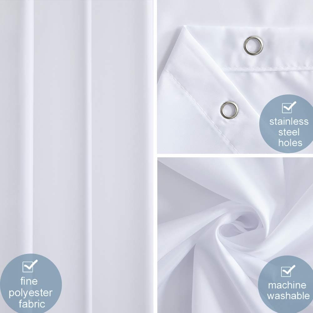 Furlinic Cortina Ducha 200x200cm Antimoho Impermeable Lavable Blanco Tela Poliéster Grandes Cortinas de Baño con 12 Aros de Cortina Ducha. — view 3