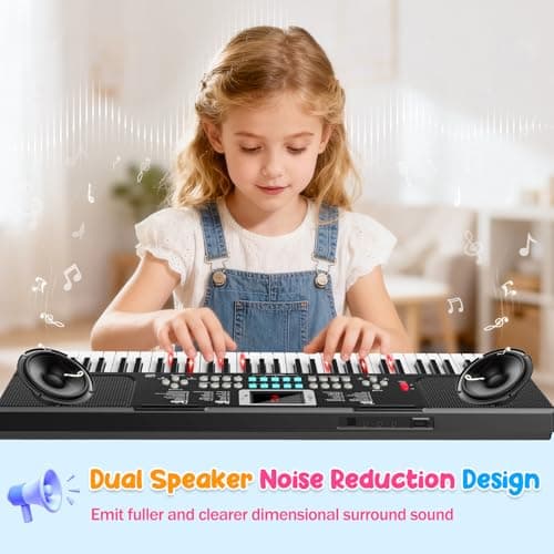 61 Keys Kid Piano Keyboard with Light-up Keys Teaching Mode Dual Speaker — view 2