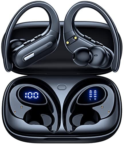 Active Noise Cancelling Wireless Earbuds Bluetooth Headphones 90 Hrs Playtime Ear Buds with Hi-Res Stereo Deep Bass Power Display Earphones with Earhooks Waterproof Transparency Headset Sports/Running