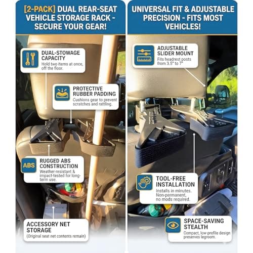 The Ultimate Universal Seat Back Gun Rack, Adjustable Vehicle Rifle Heavy Duty Backseat Organizer with Secure Straps Hunting Gear Storage Vehicle Rifle Holder for Truck Suv Car — view 4