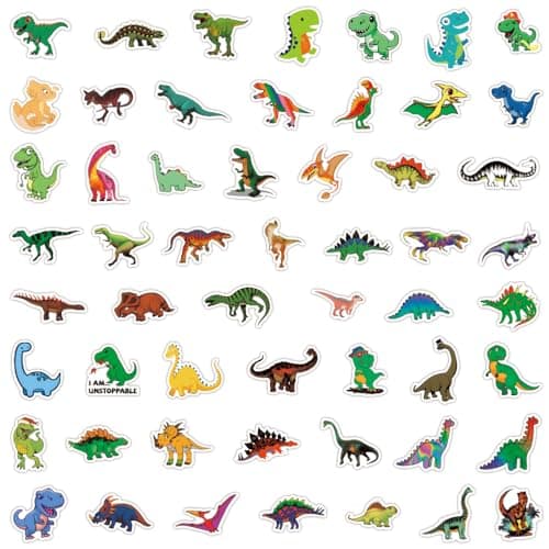 KumCinm 110PCS Cartoon Dinosaur Stickers - Waterproof Cute Dino Decals for Kids Toddlers Boys Girls Teens | Perfect for Teaching Rewards, Dino Party Favors & Holiday Stocking Stuffers — view 3
