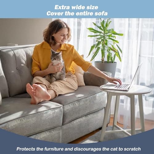 Cat Scratch Protector 7.87" x 197" Self-Adhesive Single Side Furniture Protectors from Cats Scratch, Cat Couch Scratch Protector, Transparent DIY Cutting Anti Scratch Furniture — view 4