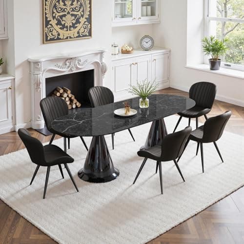Daluvenix Dining Chairs Set of 4,Modern Fabric Dining Chairs Featuring Ergonomic Backrests, Thickly Padded Cushions, and Sturdy Metal Legs, Suitable for Kitchen, Living Room, and Bedroom,Black — view 4