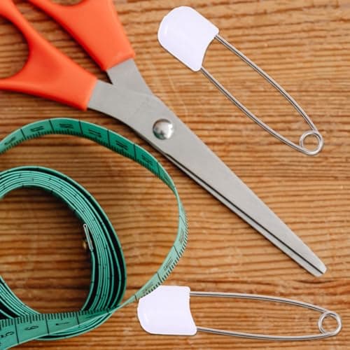 Beavorty 60Pcs Diaper Safety Pins White Zinc Alloy Large Locking Closure Plastic Head Cloth Nappy Baby Safety Brooch Pins for Diaper and Clothes — view 4