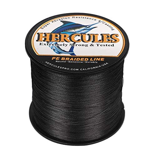 HERCULES Super Cast 300M 328 Yards Braided Fishing Line 80 LB Test for Saltwater Freshwater PE Braid Fish Lines Superline 8 Strands - Black, 80LB (36.3KG), 0.48MM — view 3