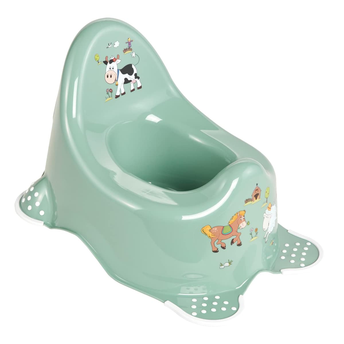 keeeper Orinal infantil Funny Farm, De 18 meses a 3 años aprox, Antideslizante, Adam, Verde Nordic