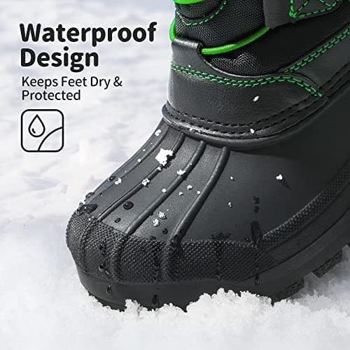 DREAM PAIRS Big Kid Knorth Black N.Green Isulated Fur Winter Waterproof Snow Boots Size 6 M Big Kid — view 2