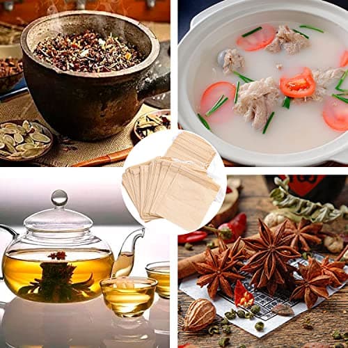100 Pcs Tea Bags for Loose Tea, Disposable Tea Bags with Drawstring Tea Filter Bags Empty Tea Bags for Loose Leaf Tea and Coffee (3.54 x 2.75 inch) — view 6