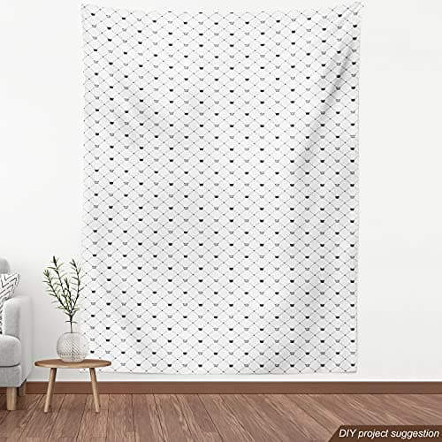 Ambesonne Abstract Fabric by The Yard, Kings Crown Classic Empire Royal on Contemporary Simplistic Display, Decorative Fabric for Upholstery and Home Accents, 1 Yard, Black — view 3