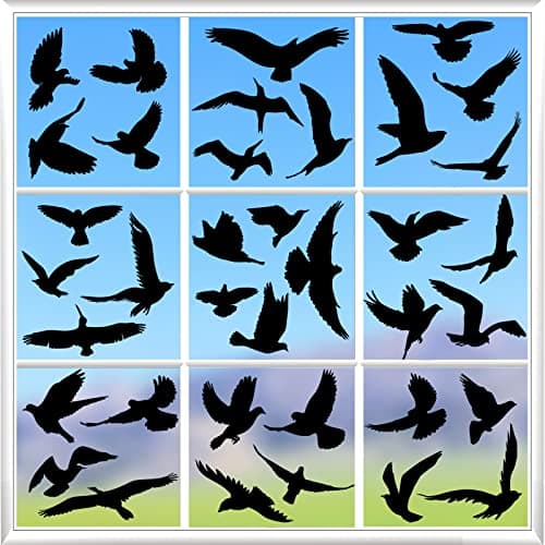 Hianjoo 37 Piece Large Size Anti-Collision Bird Stickers Alert Decals for Preventing Bird Strikes, Black