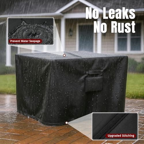 SHINESTAR Fire Pit Cover Square 32" x 32" x 24" - 600D Heavy Duty Waterproof & Windproof Outdoor Firepit Table Cover with Double Drawstrings for 28-32 Inch Square Fire Pits - Black — view 4