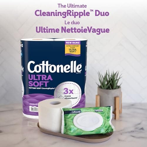 Cottonelle Toilet Paper, 12 Mega Rolls = 48 Regular Rolls, Ultra Soft (Formerly Ultra Comfort), Soft Bathroom Tissue, 244 Sheets per Roll, Packaging May Vary — view 5