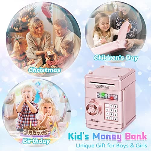 Refasy Piggy Bank Toy,Kids Toys Electronic Piggy Bank for Boys Girls Kids Safe ATM Bank Cash Coin Can for Children Money Bank Toys Money Saving Box Birthday Gift for Kids 6-8 — view 4