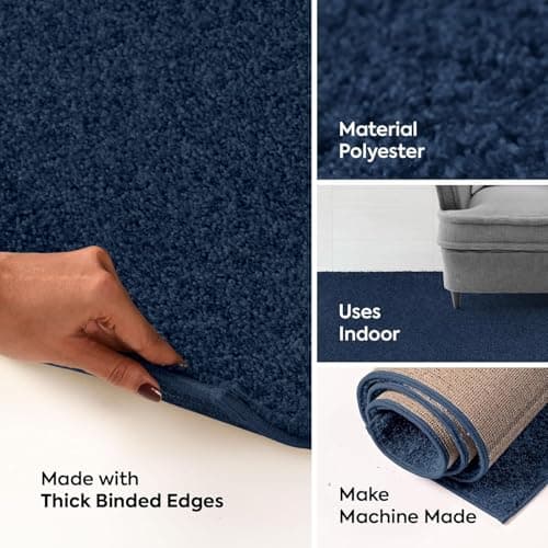 Ambiant Pet Friendly Solid Color Area Rugs Navy - 3' Hexagon, Indoor, Stain & Fade Resistant, Perfect for Living Room, Bedroom, Dining Room, Entryway, Doorway, Pet & Kids Friendly Rug, Wedding — view 4